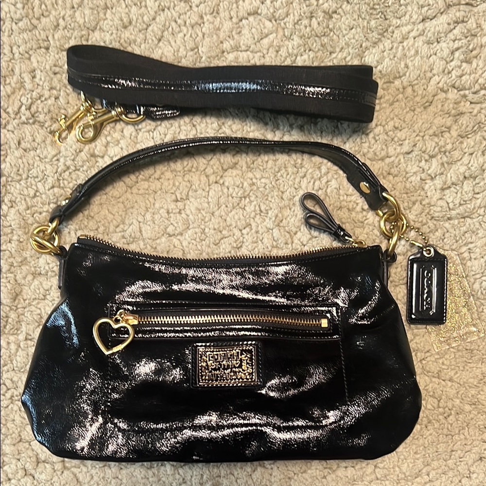 Coach Poppy Daisy Liquid Gloss Patent Leather Shoulder Bag